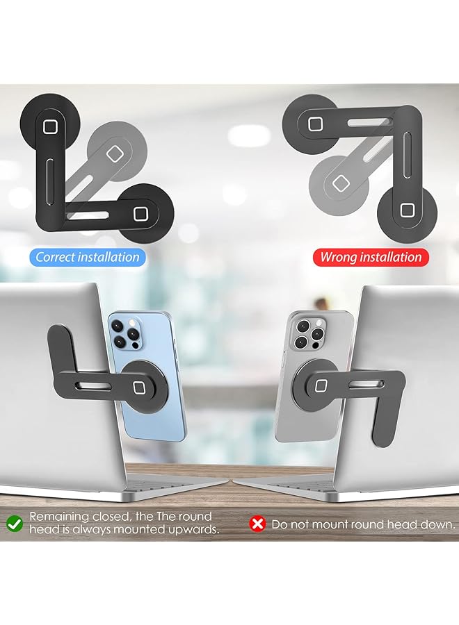 كلاود فالي حامل كمبيوتر محمول قابل للتعديل وحامل هاتف مغناطيسي من الألومنيوم رفيع ومشبك تثبيت جانبي لشاشة الكمبيوتر لهاتف Iphone Magsafe Series وجميع الهواتف المحمولة القابلة للطي وحامل توسيع الكمبيوتر باللون الأسود - Image 4