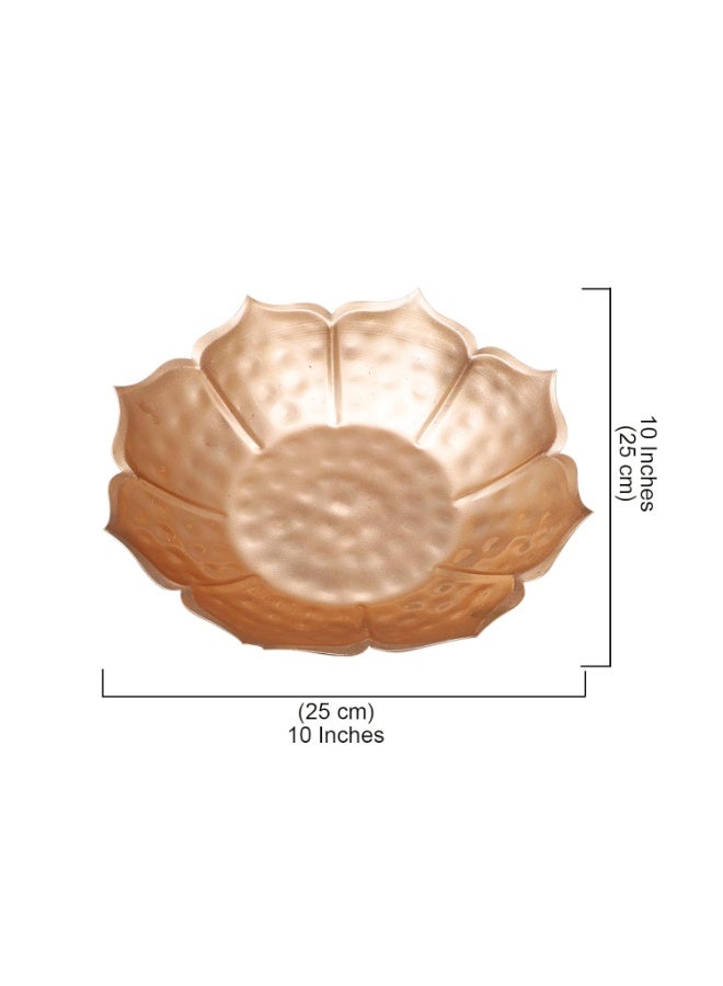 Two Moustaches 10 Inches Flower Shaped Metal Decorative Urli Bowl, Bowl for Candle Flowers, Housewarming Gifts, Home Decor Gift Items, Bowl for Flower Decoration, Golden, (Pack of 1) - Image 4