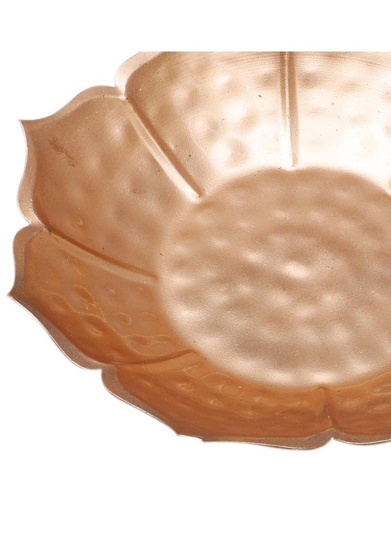 Two Moustaches 10 Inches Flower Shaped Metal Decorative Urli Bowl, Bowl for Candle Flowers, Housewarming Gifts, Home Decor Gift Items, Bowl for Flower Decoration, Golden, (Pack of 1) - Image 3