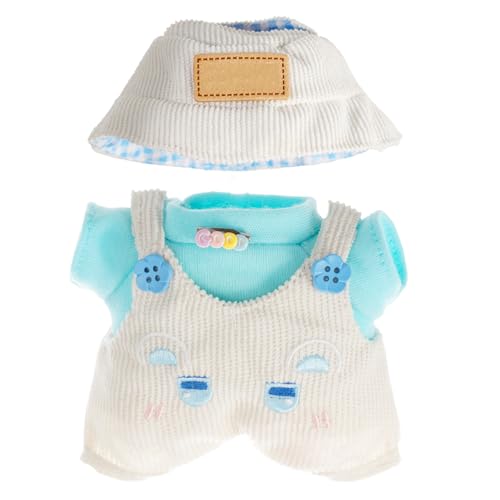 Beofinest 17cm Doll Clothes Set Stylish Chic 3 PCS Set Hat Shirt Jumpsuit Beige - Image 1
