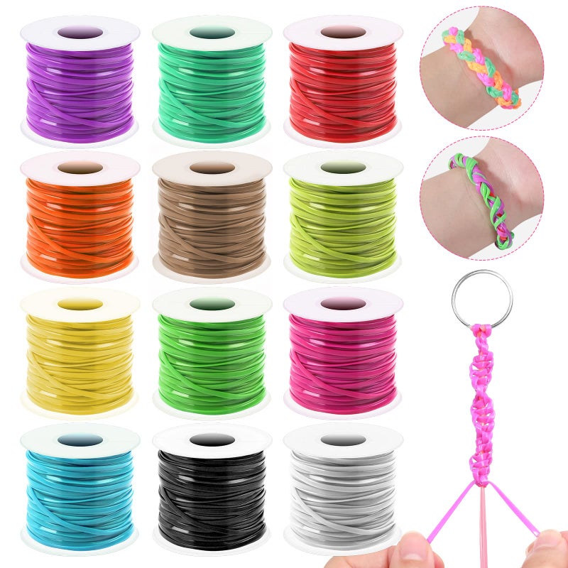 Plastic Lanyard String Mckanti 12 Packs Plastic Lacing Cord Gimp String Kit for Keychain Bracelets Beading and Jewelry Making DIY Craft