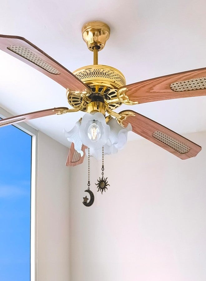 COMNICO 2Pcs Ceiling Fan Pull Chain Extension, Bronze Fan Pull Chain Extension 12 Inch Lighting Fan Beaded Ball Chain Extender with Connector Moon and Sun Pendant Totem Bohemia Chain Extension - Image 4