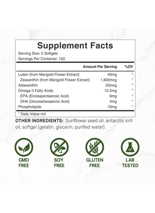 DEAL SUPPLEMENT Lutein and Zeaxanthin Supplements, 40mg Per Serving | 300 Softgels, Enhanced with Astaxanthin, Omega-3s and Phospholipids, Essential Eye Vitamins & Vision Health Support  - Image 2