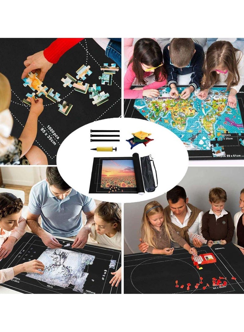 Jigsaw Puzzles For Adults Store and Transport Up to 1500 Pieces Puzzle Roll Mat Environmental Friendly Material Inflatable Tube 3 Elastic Fasteners - Image 4