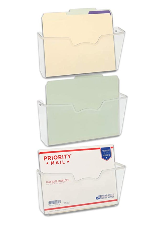 SMARTPOINTS 3 Pack - Simple Houseware Clear Single Pocket Wall Mount File Holder - Image 3