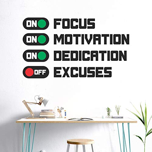 StickMe 'Focus Motivation Dedication On Excuses Off - Inspirational - Motivational - Quotes - Wall Sticker' -SM641 (Multi Colour, Vinyl - 90cm X 50 cm) - Image 2