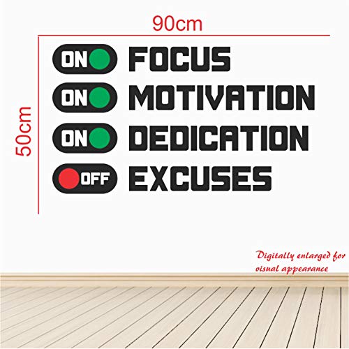 StickMe 'Focus Motivation Dedication On Excuses Off - Inspirational - Motivational - Quotes - Wall Sticker' -SM641 (Multi Colour, Vinyl - 90cm X 50 cm) - Image 4