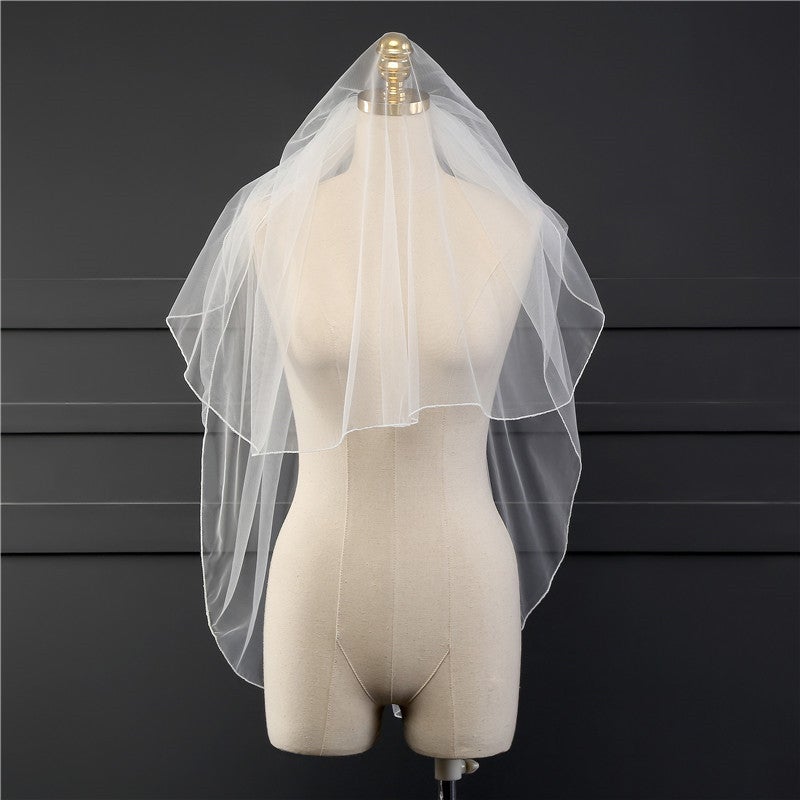 Bridal Veil Soft Mesh Belt Hair Comb Lock Edge Short Finger Long Hong Ling Veil New Real Photo HL20 White  - Image 3