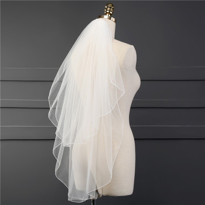 Bridal Veil Soft Mesh Belt Hair Comb Lock Edge Short Finger Long Hong Ling Veil New Real Photo HL20 White  - Image 4
