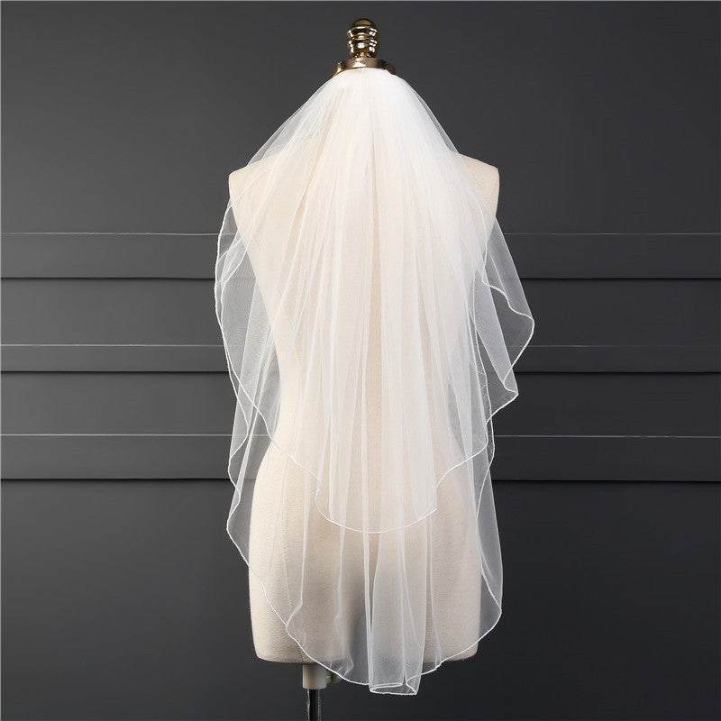 Bridal Veil Soft Mesh Belt Hair Comb Lock Edge Short Finger Long Hong Ling Veil New Real Photo HL20 White  - Image 2