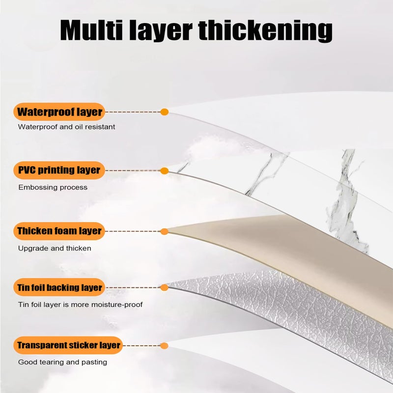 Chejiaye Luxury Thicken Matte Grey White Marble Peel and Stick Floor Tiles Self-Adhesive Vinyl Flooring Roll-DIY Easy for Wall and Floor,Hard Surface/Waterproof/Anti Slip (Not Real Marble, 17.72 "W x 118" L) - Image 4