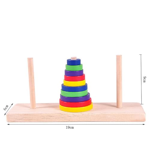 KINGOU Wooden Colorful Ten-Storey Tower of Hanoi Logic Puzzle Brain Teaser Intellectual Toy - Image 4