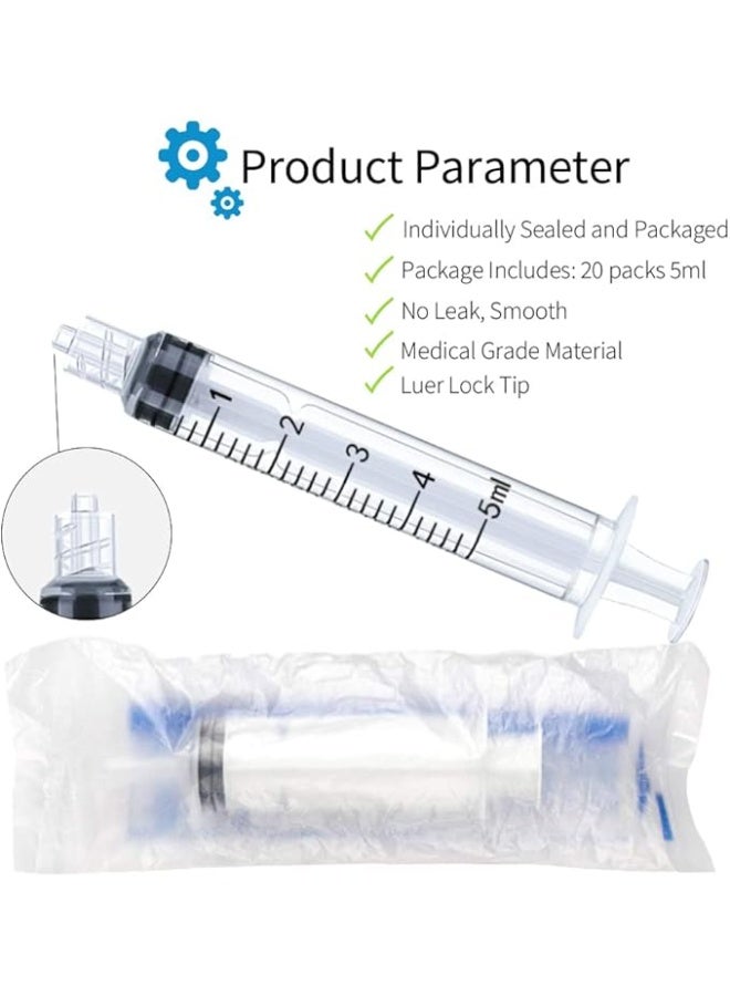 Protect 5ml Disposable Luer Lock Syringe No Needle | Sterile Individually Packed Plastic Syringe | Leak-Proof Luer Lock Tip for Medical, Laboratory, Veterinary & Industrial Use - Image 3