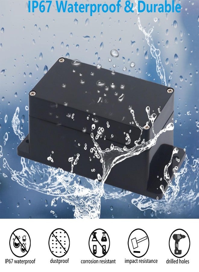 Otdorpatio صندوق مشروع Otdorpatio، صندوق كهربائي أسود من مادة ABS، مقاوم للماء بمعيار IP67، صندوق توصيل إلكتروني خارجي مع أقواس تثبيت، يتضمن غدد كابلات لمشاريع DIY، 3.9 × 2.7 × 2 بوصة (100 × 68 × 50 مم). - Image 4