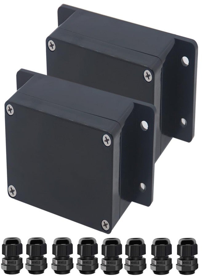 Otdorpatio صندوق مشروع Otdorpatio، صندوق كهربائي أسود من مادة ABS، مقاوم للماء بمعيار IP67، صندوق توصيل إلكتروني خارجي مع أقواس تثبيت، يتضمن غدد كابلات لمشاريع DIY، 3.9 × 2.7 × 2 بوصة (100 × 68 × 50 مم). - Image 2