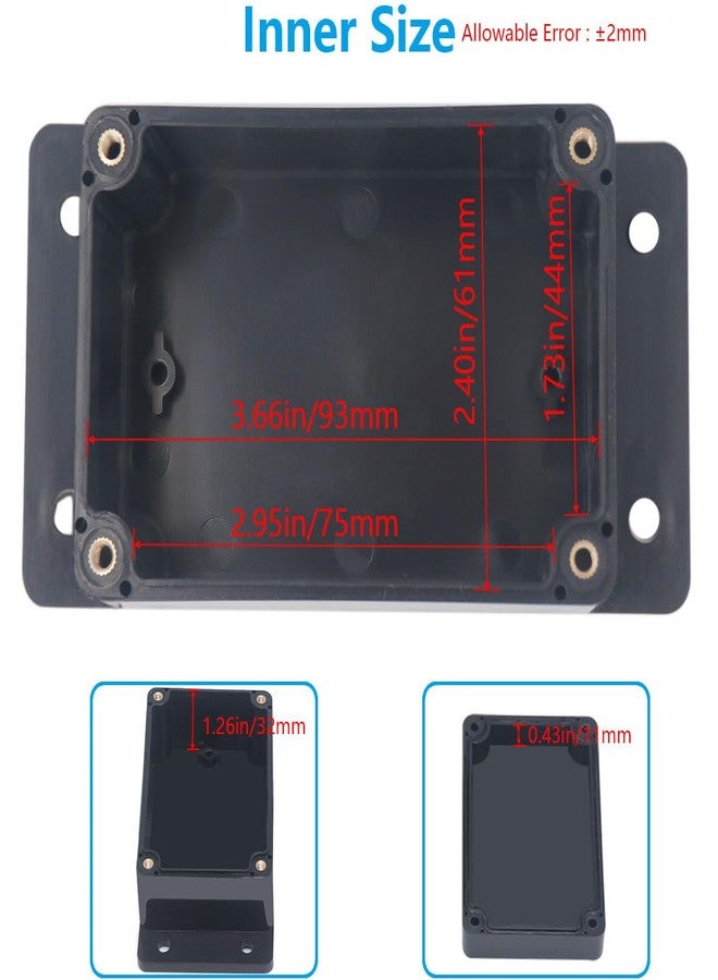 Otdorpatio صندوق مشروع Otdorpatio، صندوق كهربائي أسود من مادة ABS، مقاوم للماء بمعيار IP67، صندوق توصيل إلكتروني خارجي مع أقواس تثبيت، يتضمن غدد كابلات لمشاريع DIY، 3.9 × 2.7 × 2 بوصة (100 × 68 × 50 مم). - Image 5