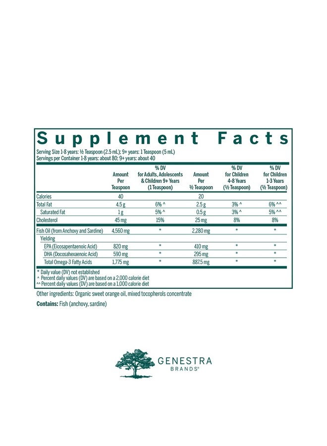 جنيسيس Genestra Brands Super EFA Liquid | يدعم صحة القلب والأوعية الدموية وتطور الدماغ والعينين والأعصاب لدى الأطفال* | 6.8 أونصة سائلة | نكهة البرتقال الطبيعية - Image 2