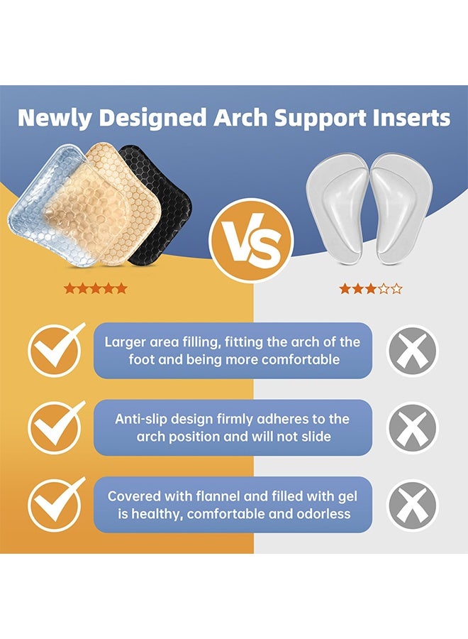 4PCS Arch Support Inserts Women for Flat Feet, Gel Arch Inserts for Plantar Fasciitis Relief, Non-Slip Arch Support Pads, Two-Option of Different Heights - Image 4