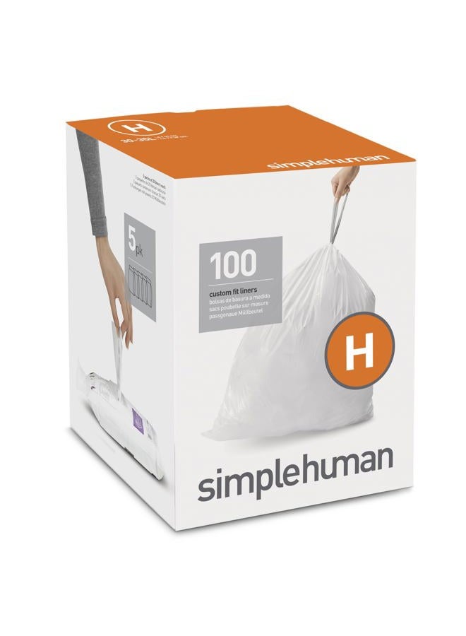simplehuman Code H Custom Fit Drawstring Trash Bags in Dispenser Packs, 100 Count, 30-35 Liter / 8-9.2 Gallon, White - Image 1