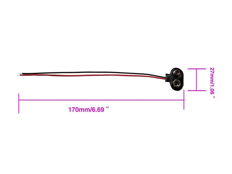 PGSA2Z® 20 Pics 9V Battery Clip Connector. - Image 3