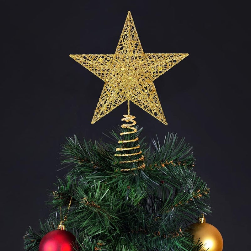XIMISHOP Christmas Tree Toppers Xmas Glitter Gold Hollow Star Treetop Topper for Christmas Tree Decoration. 1 - Image 4