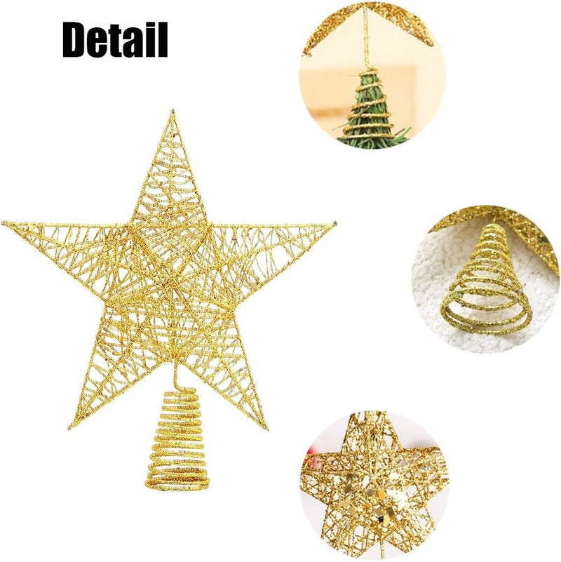 XIMISHOP Christmas Tree Toppers Xmas Glitter Gold Hollow Star Treetop Topper for Christmas Tree Decoration. 1 - Image 3