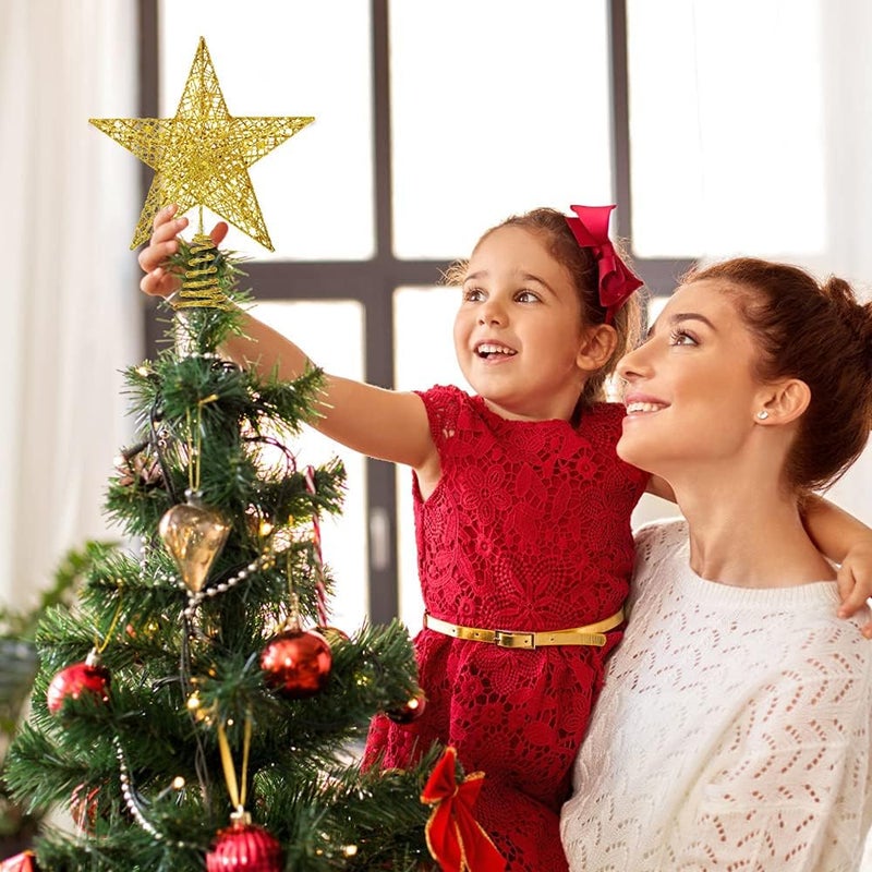 XIMISHOP Christmas Tree Toppers Xmas Glitter Gold Hollow Star Treetop Topper for Christmas Tree Decoration. 1 - Image 5