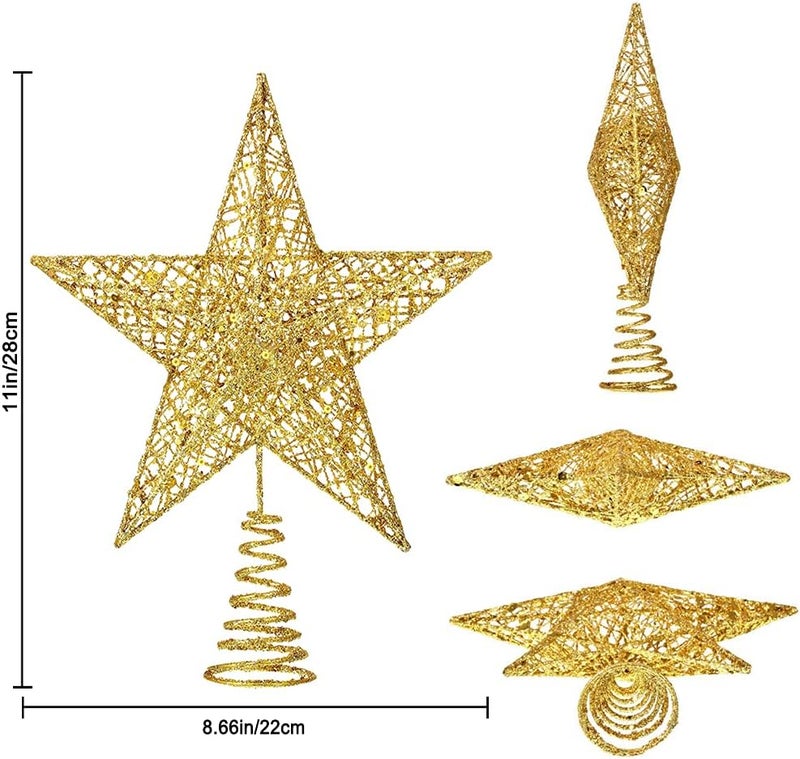 XIMISHOP Christmas Tree Toppers Xmas Glitter Gold Hollow Star Treetop Topper for Christmas Tree Decoration. 1 - Image 2