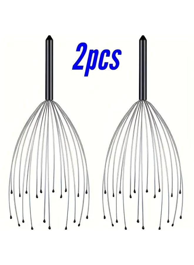 2pcs Heavy Duty Metal Scalp Massager And Hair Brush Black Octopus Tentacle Design With Claw Grip For Deep Scalp Massage Hair Growth Relaxation Professional Salon Home Spa Use Durable Construction Ergonomic Design Sturdy Handle High Quality Bristles Wellness Enthusiasts - Image 2