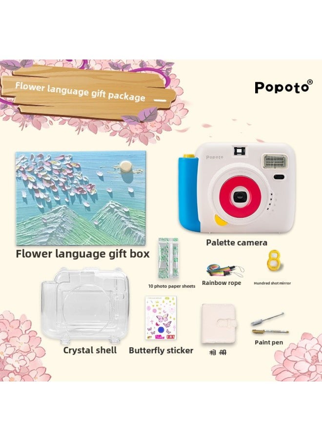 Generic Portable High-value Home-made Porter Camera With Exquisite Gift Box Cute Student-value Photo Paper Real Machine-Body Color:Color Palette + Crystal Shell Photo Album Back Rope + 10-phase Paper Package One  - Image 1