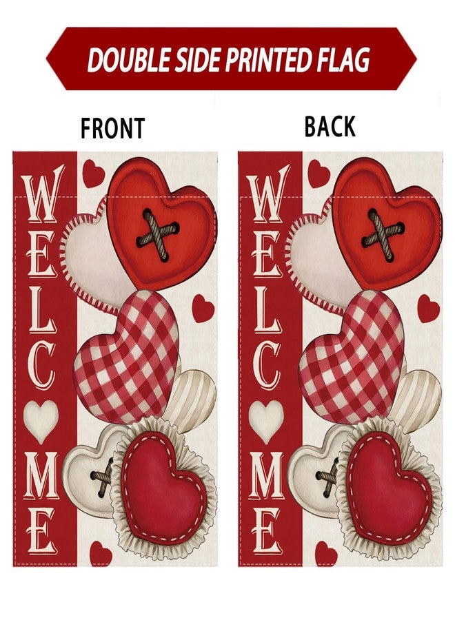 ZAEW Welcome Valentines Day Romantic Love Hearts House Flag Big Large Burlap 28X40 Inch Vertical Double Sided Outside Yard Holiday Outdoor Farmhouse Decoration - Image 4