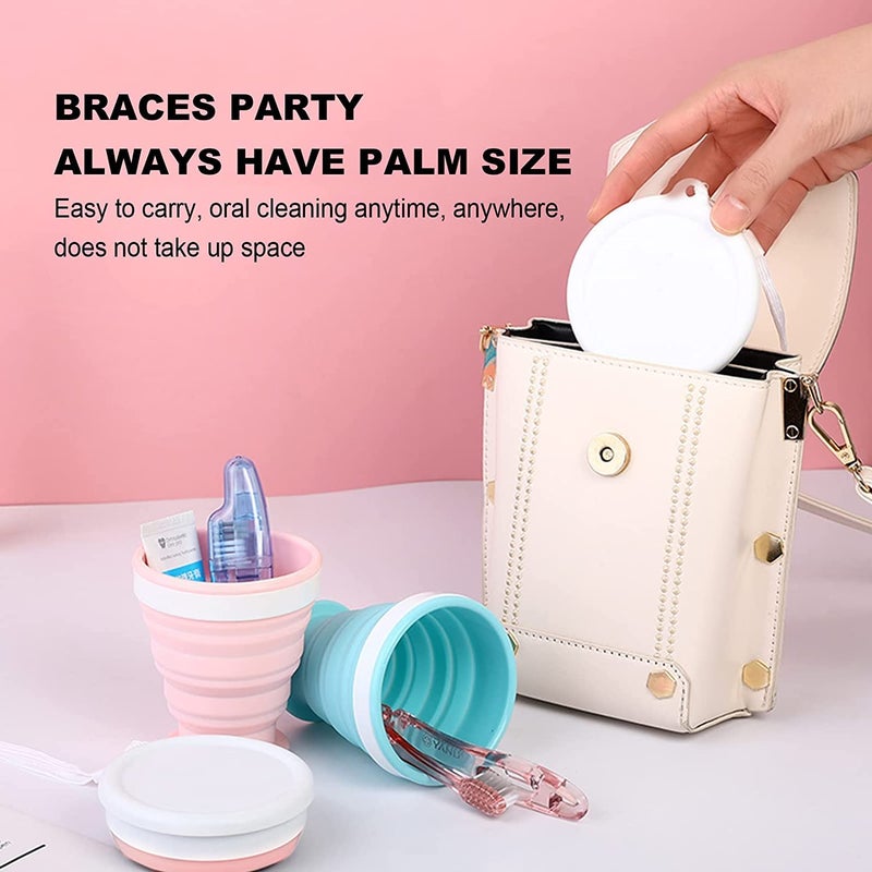 TASKHOUSE Collapsible Outdoor Travel Cup Silicone Folding Water Cups with Lids Drinking Glasses Hot Mug - 200 ML (Pack of 2, Blue) - Image 4