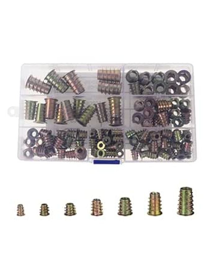 120Pcs Zinc Alloy T Nuts Wood Insert Kit Assorted Threaded Inserts for Furniture Mounting - Image 1