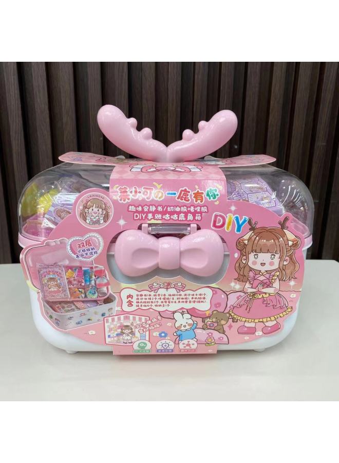 Leico Premium Upgrade Goo Card Suitcase Hand Account Sticker Notebook Stationery Cream Glue Gift Box Children's Toys-Color:6714 Luxury Gift Pack Antler Storage Gift Box  - Image 1