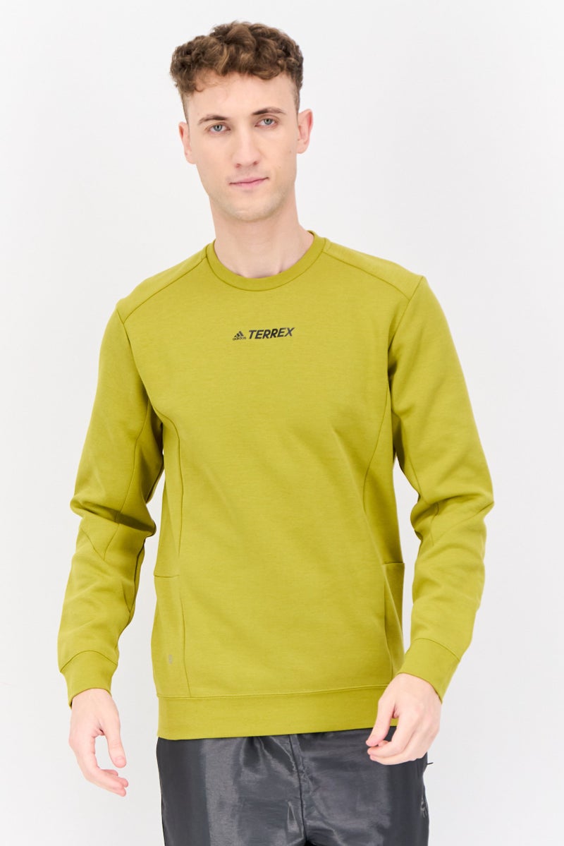 Adidas Men Sportswear Fit Long Sleeve Outdoor Sweatshirt, Olive - Image 1