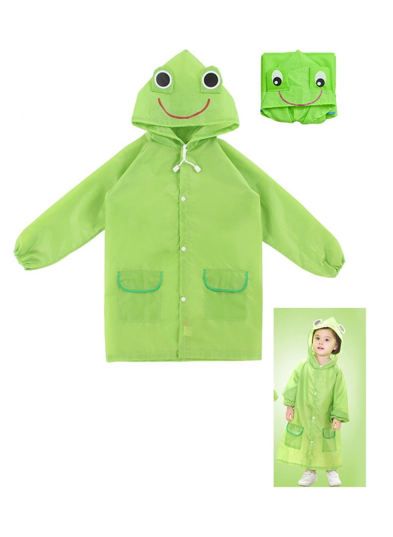 YOUGE Children's raincoats, Cartoon Kids Rain Jacket, Hooded Poncho Outdoors Transparent Raincoat Student Suit Waterproof Durable Windbreaker (Green) - Image 1