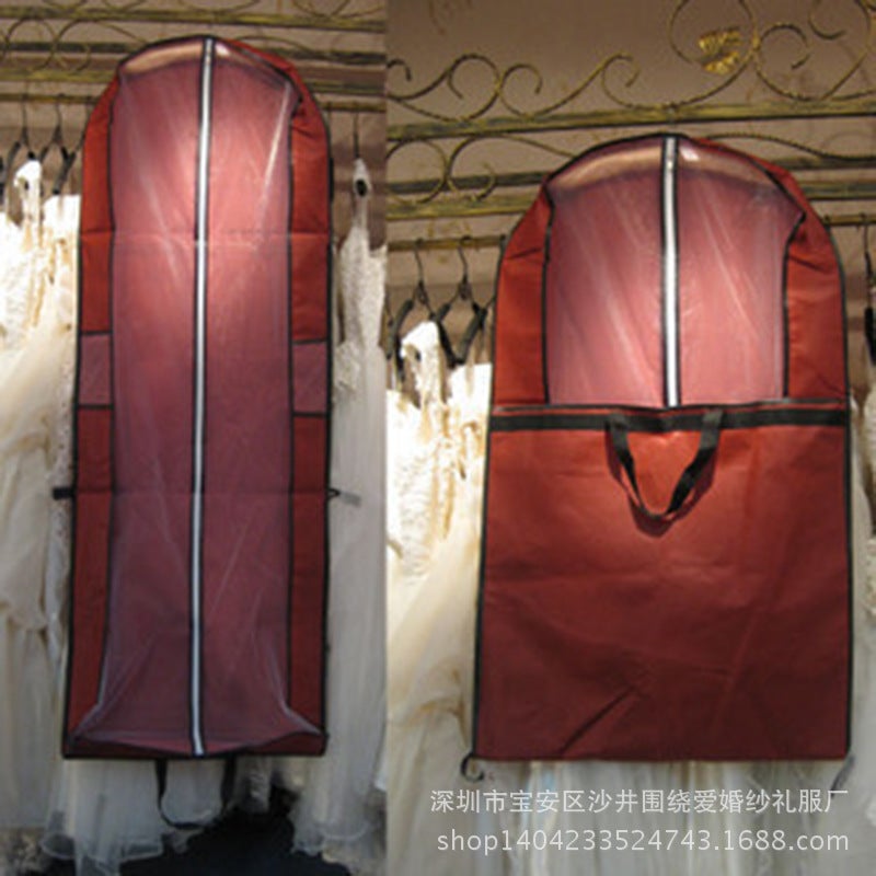 180cm Extra-Long Foldable Bridal Gown Dust Cover Burgundy (Fuchsia) 