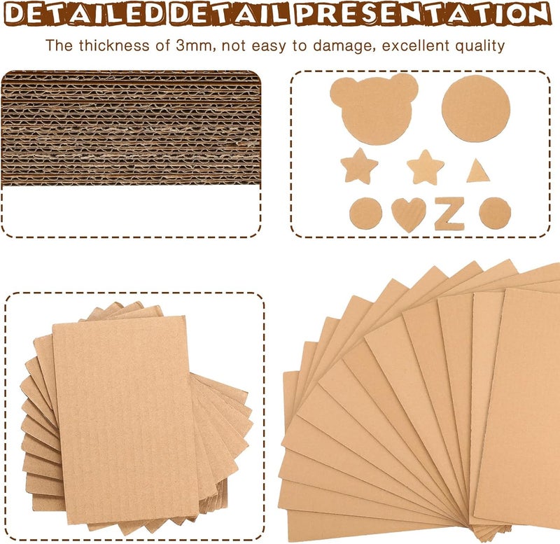 Zonon 50 Pack Brown Corrugated Cardboard Sheets Flat Cardboard Sheets Cardboard Inserts Flat Cardboard Squares Separators for Art Projects DIY Crafts Supplies (9 x 12 Inch) - Image 3