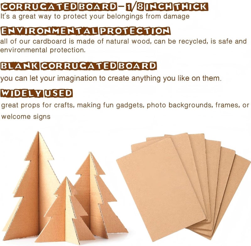 Zonon 50 Pack Brown Corrugated Cardboard Sheets Flat Cardboard Sheets Cardboard Inserts Flat Cardboard Squares Separators for Art Projects DIY Crafts Supplies (9 x 12 Inch) - Image 4