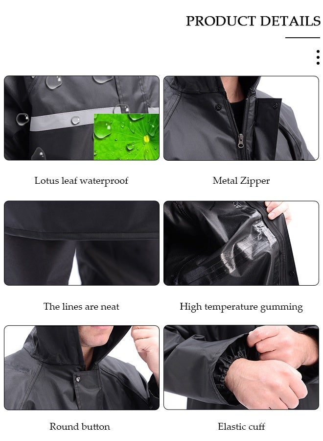 DUNISO Rain Suit Jacket Raincoat,  Portable Raincoat with Hood Reusable Rain Coats,Emergency Camping Survival Suit, Lightweight Jacket Rainwear for Men and Women Outdoor All-Sport Waterproof Breathable - Image 3
