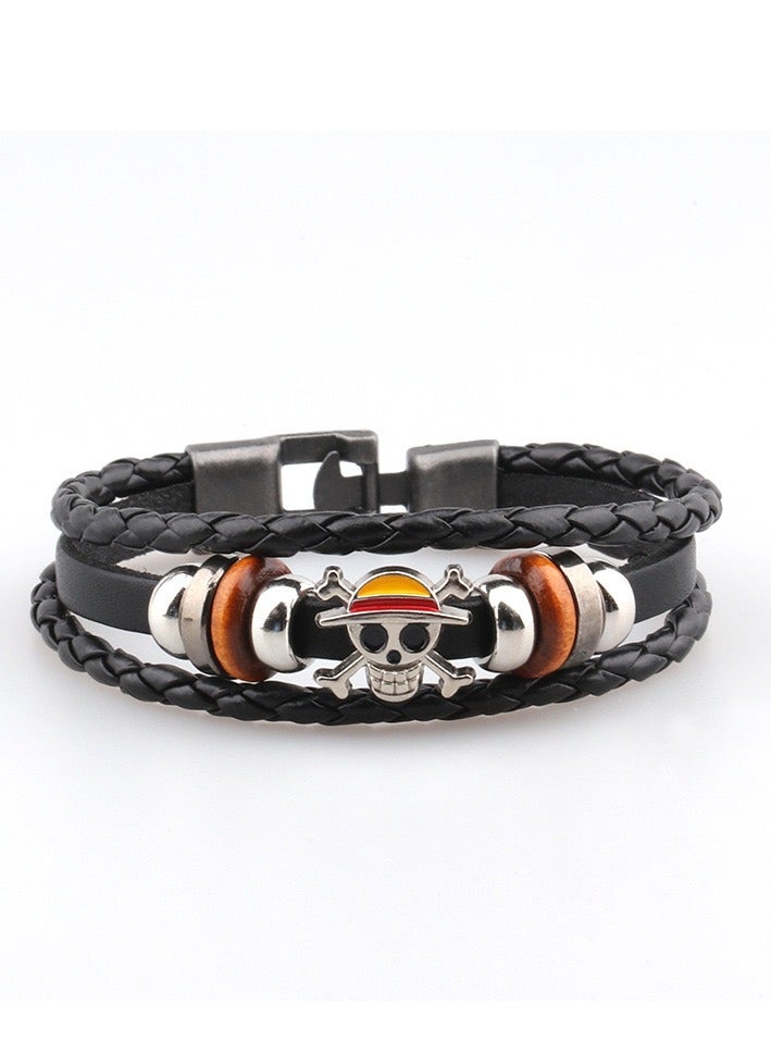Popular Anime Periphery One Piece Student Handwoven Leather Bracelet  - Image 1