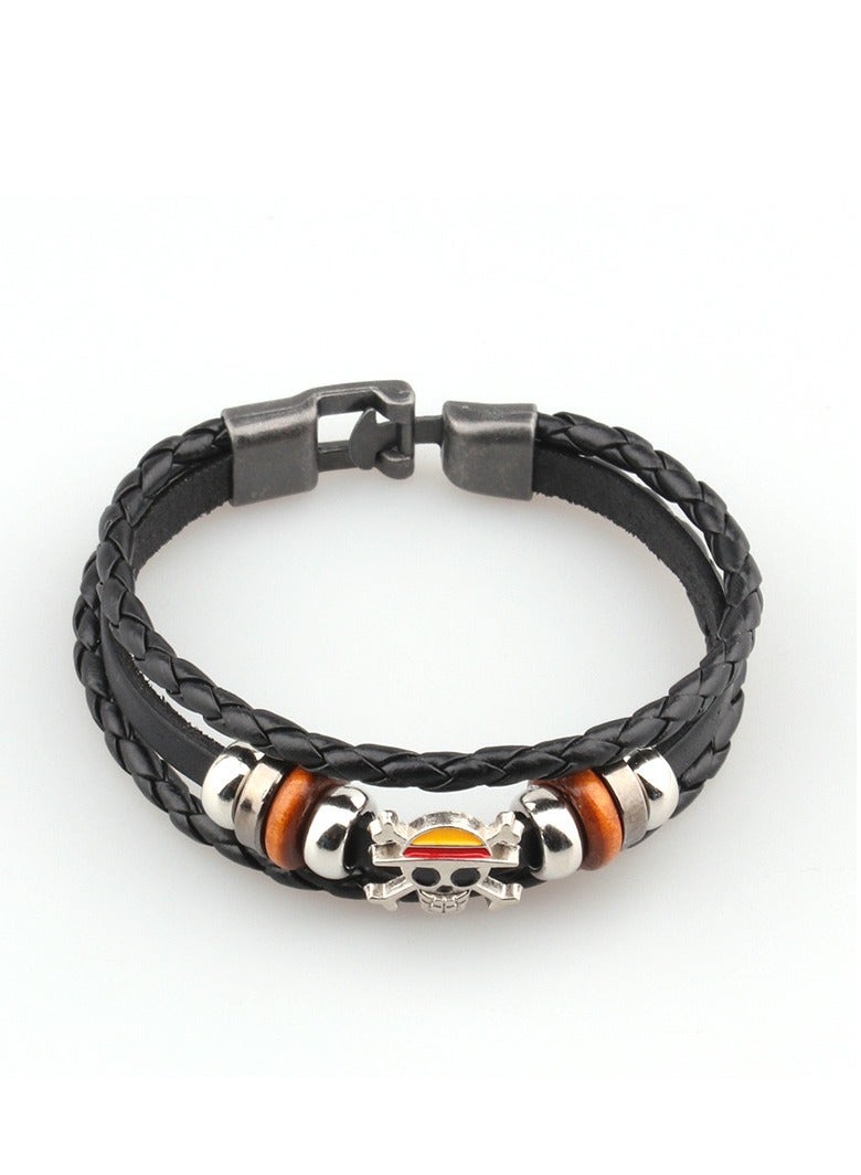 Popular Anime Periphery One Piece Student Handwoven Leather Bracelet  - Image 3