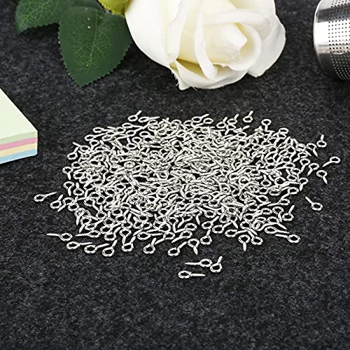 AJulyBee 500PCS 4 x 8mm Small Screw Eye Pins for Jewelry Making, Mini Eyelets Threaded Clasps Hooks for Art DIY, Metal Hoop Peg/Bracelet Connectors - Image 2