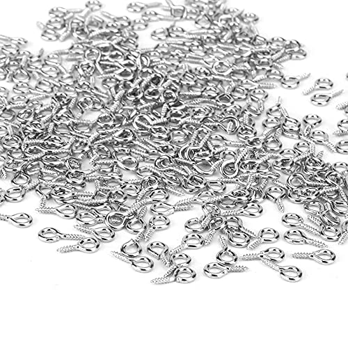 AJulyBee 500PCS 4 x 8mm Small Screw Eye Pins for Jewelry Making, Mini Eyelets Threaded Clasps Hooks for Art DIY, Metal Hoop Peg/Bracelet Connectors - Image 4