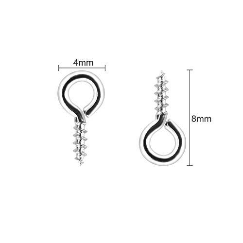 AJulyBee 500PCS 4 x 8mm Small Screw Eye Pins for Jewelry Making, Mini Eyelets Threaded Clasps Hooks for Art DIY, Metal Hoop Peg/Bracelet Connectors - Image 3