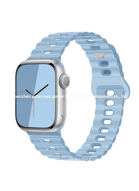 For Apple Watch Band Iwatch Single And Double Color Silicone Lightning Buckle Ultra For Applewatch Strap 1-8-Color:38/40/41mm Clear Blue