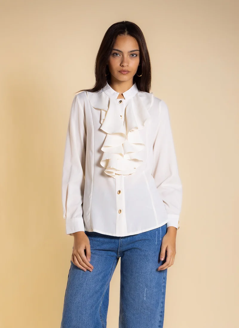 شايبس DETAILED RUFFLE BLOUSE