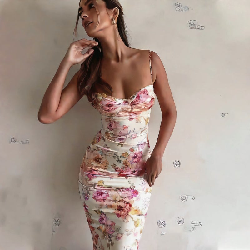 Women's Sexy Backless Sleeveless Printed Bodycon Dress - Image 2