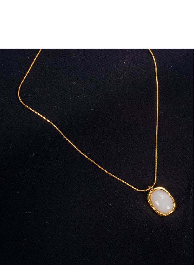 The Black Pearl Accessories Stainless Steel Golden Necklace with a White Stone Pendant - Image 3