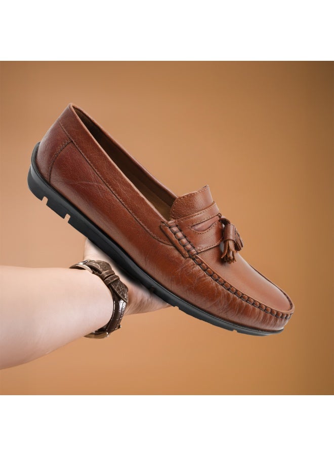 MONT HAWK Men’s Genuine Leather Tassel Moccasin Loafers – Handstitched Slip-On Penny Loafers with Cushioned Insole & Durable TPR Sole for Office, Business, Casual, Driving & Wedding Wear - Image 5